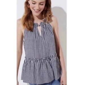 Loft Gingham Peplum‎ Blouse